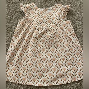 Kids Floral Dress - Light Pink and Brown